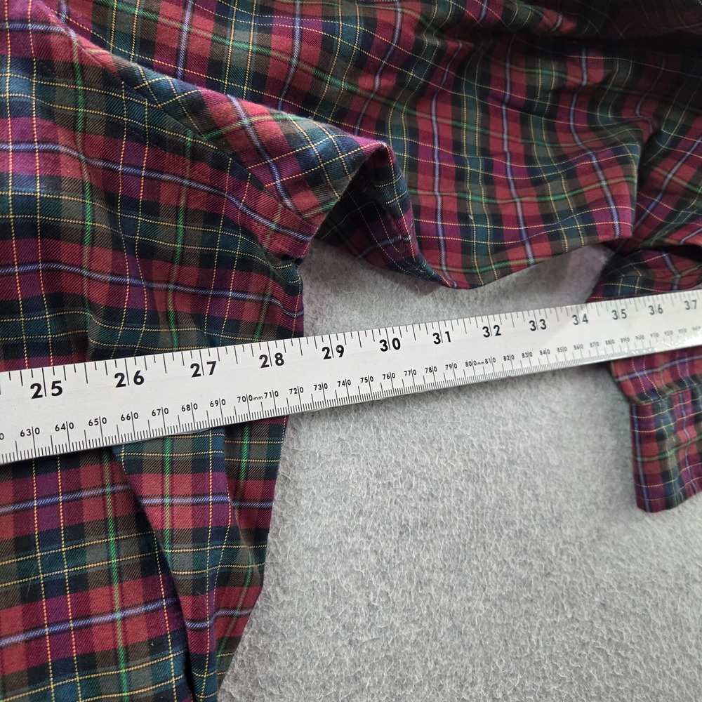 VINTAGE Ralph Lauren Men Button Up Shirt 2XB Red Plaid Classic Fit Long Sleeve - Picture 4 of 8